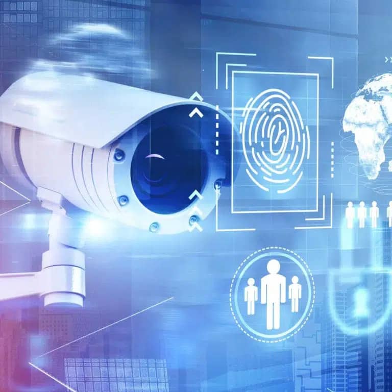Security surveillance camera with facial recognition and smart system overlay
